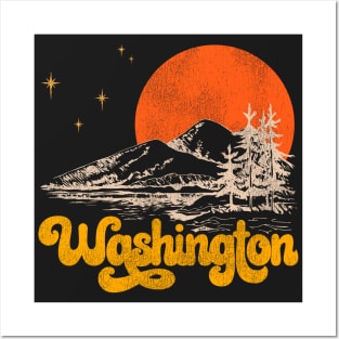 Vintage State of Washington Mid Century Distressed Aesthetic Posters and Art